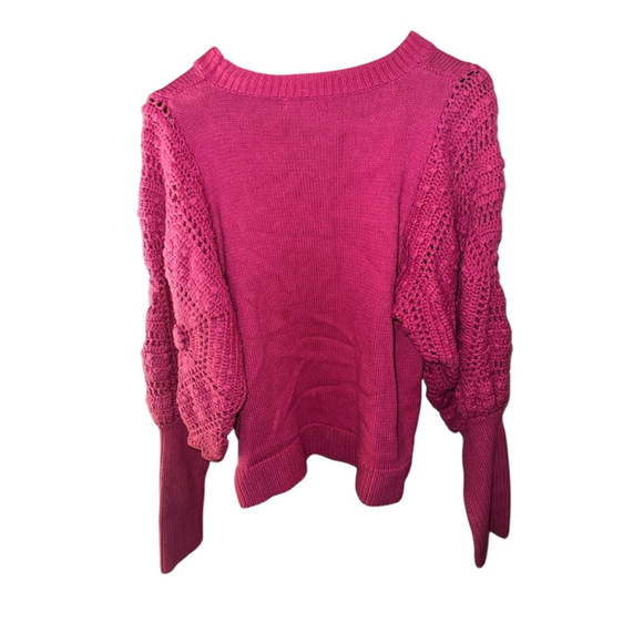 FATE Handknit Puff Sweater Pink Berry Large - Picture 6 of 10